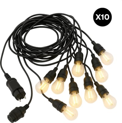 Cheqo® Outdoor Feestverlichting - 12,5 Meter Lang - 20 LED-Lampen - Warm Wit Licht - Tuinverlichting - LED Lichtslinger - Sfeerverlichting Buiten - Adapter Inbegrepen - Feestelijke Verlichting - Fairy Lights