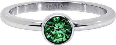 Quiges Stapelring Dames - Vulring - RVS Zilverkleurig met Zirkonia Groen - Maat 22 - Hoogte 2mm