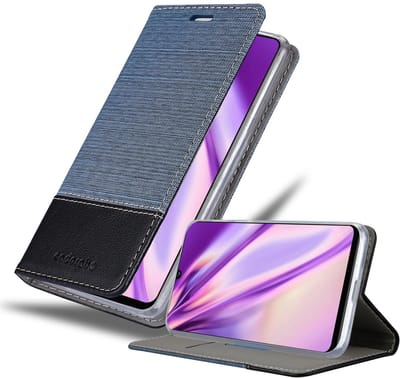 Cadorabo Hoesje geschikt voor Samsung Galaxy A42 4G in DONKERBLAUW ZWART - Beschermhoes met magnetische sluiting, standfunctie en kaartvakje Book Case Cover Etui