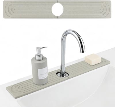 stenen kraanmat, gootsteenbeschermer pad, super absorberend droogstenen dienblad voor keuken- en badkamerwerkbladen, vochtbestendig, grijs