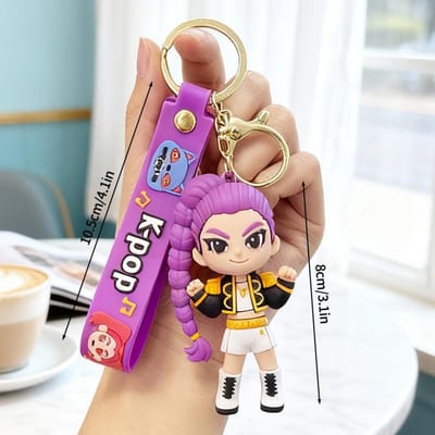 Anime Film Rumi Mira Zoey Sleutelhanger Kpop Warrior Girls Sleutelhanger PVC Model Bedel Rugzak Tas Sleutelhangers Kinderen Cadeaus beige