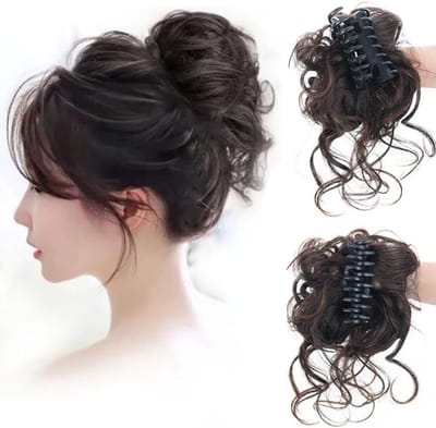 Natuurlijke Haarstukjes voor Vrouwen - Krullende Ponytail Extension met Klem en Elastische Clip in Bruin-Zwart