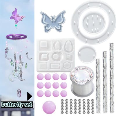 6 stijlen windgong epoxyhars mal voor ornament DIY butterfly set