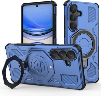 Hoesje geschikt voor Samsung Galaxy S26 Plus | Compatibel met MagSafe / Qi2 | 360° Draaibare Magnetische Standaard | Back Cover Kickstand Ring | Blauw