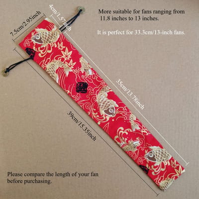 10 Inch Opvouwbare Waaiertas, geschikt voor handwaaier, Japanse opvouwbare waaiertas, decoratieve waaiertas, knutselwaaierhoes red