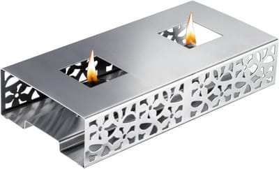 Voedselwarmer - Warmhoudplaat - Gerechten Warm Houden - Met Theelichthouders - 24 x 12 cm - Zilver
