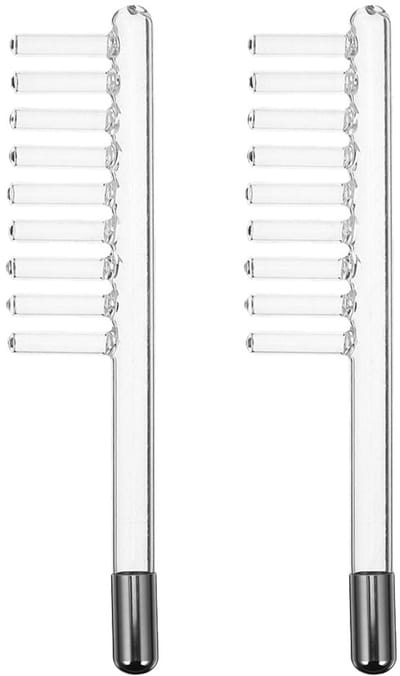Dailygoods - Hoogfrequente Kam Accessoires - Elektrodenstaaf en Gezichtsstaaf - Transparant - Ideaal voor Huidverzorging - Inclusief 2 Stuks - Geschik...
