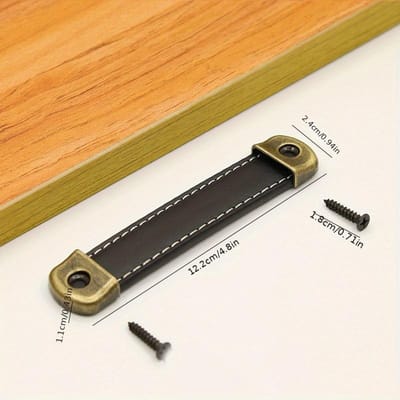 1 stuks Lederen Meubel Ladehandgrepen, Kledingkast Deurknoppen, Vintage Dressoir Tafel Keukenkast Trekker Ingebouwde IJzerbruine Handgreep