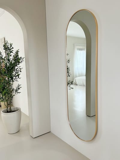 Nordic Style® Ovale spiegel 190x60cm - Zacht Goud - Scandinavische Spiegels - Ovaal - Pas spiegel - Staande spiegel - Kleedkamer spiegel - Pas