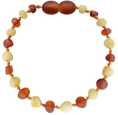 Wild Sun Barnsteen Armband Baby / Peuter - Amber Enkelbandje - Baltische Barnsteen – Pijnstillend bij Doorkomende Tanden - 14 cm – Milk / Cognac