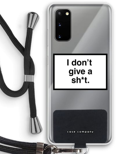 Case Company® - Hoesje met koord geschikt voor Samsung Galaxy S20 hoesje met Koord - Don't give a shit - Telefoonhoesje met Zwart Koord - Bescherming aan alle Kanten en Over de Schermrand