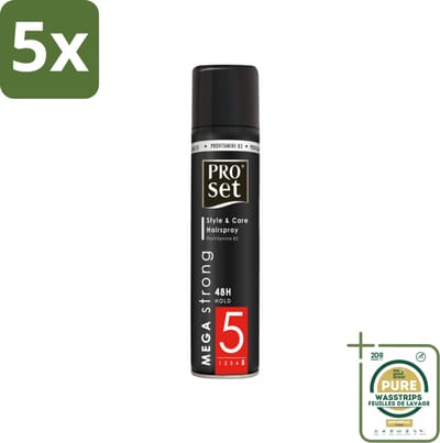 5 x Proset - Haarspray - Mega Strong - 48 uur Werking - 300 ml - Grootverpakking - Haarspray - 48 Uur Hold - Mega Strong - Volume - Gezond Haar