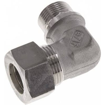 G 3/4'' Buitendraad x 22L RVS L-Knelfitting 90 graden 160 Bar DIN 2353 - FL2E-MO-ST-034G-22-L