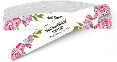 Dailygoods- Nagelvijlen 10 Stuks - Dubbelzijdig 100/180 Grit - Halve Maan Ontwerp - Bloemen - Waterdicht en Draagbaar - Voor Manicure/Pedicure - Nagelvijl