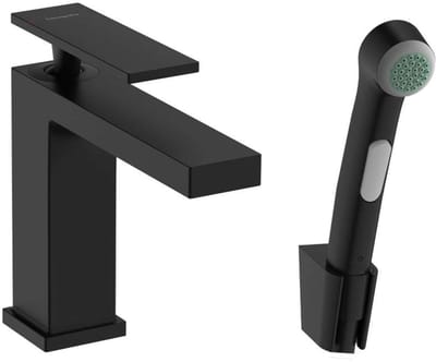 Hansgrohe Tecturis E Wastafelkraan - bidet - handdouche - doucheslang - 160cm - 14.4cm uitloop - mat zwart