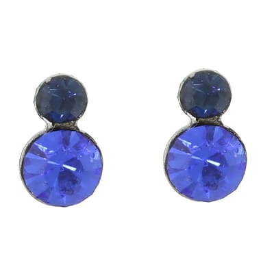 Behave – Oorsteker – Blauw Kristal – 0.6 cm – Zilverkleur – Nikkelvrij