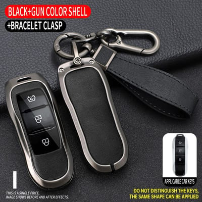 Housse de clé de voiture en alliage Étui à clé Porte-clés Accessoires Pour Dongfeng Fengguang Dfsk Glory 580 Fengon Ix5 Ix7 Seres 3 Sf5 black