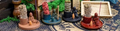 Multifunctioneel wierookplaatje met Boeddha-motief - Natuurlijke terracotta stijl