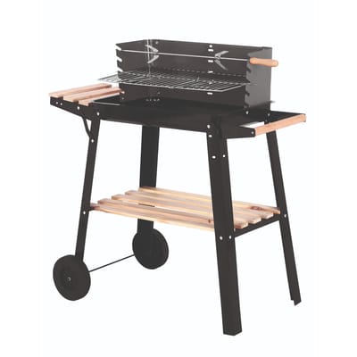 Houtskool Barbecue met Wielen Hout - BBQ Zwart