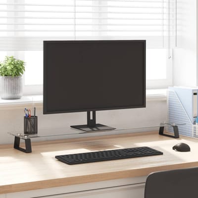 vidaXL - Monitorstandaard - 100x20x8 - cm - gehard - glas - en - metaal - zwart