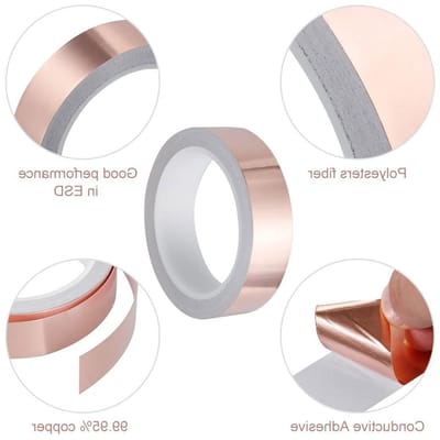 65mm Brede Koperfolie Tape voor EMI-afscherming, Zelfklevend en Ideaal voor Tuinen en Muziekinstrumenten, Lengte 20 m