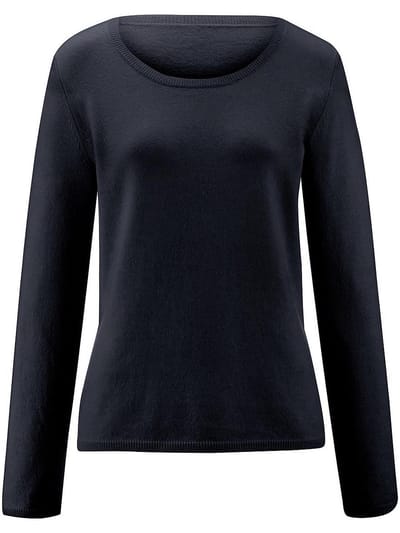 Trui 100% kasjmier ronde hals Van Peter Hahn blauw