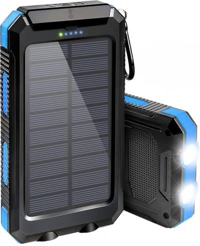 De Beste Gadgets - Solar Powerbank - 10000mAh - Powerbank Zonneenergie - Grote capaciteit - Solar Charger - Powerbank Iphone - Samsung - USB C - Zaklamp - Noodpakket - Snellader - Meerdere Apparaten