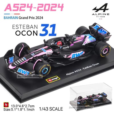Bburago 1:43 F1  10# Pierre Gasly Alpine F1 Team A524 #31 Esteban Ocon Voiture en Alliage Modèle de Voiture Moulé sous Pression Véhicules de Compétition