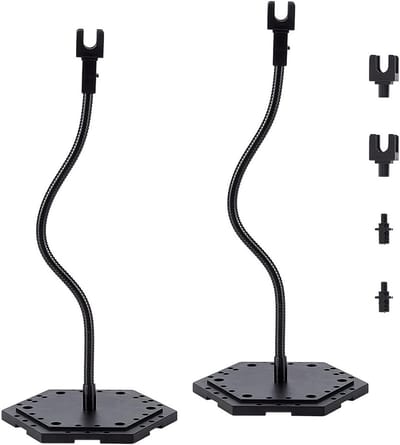 Set van 2 Zwarte Actiefiguren met Hexagonale Basis, Flexibele Slangenpoot en Klemmen voor Model Display en Gundam 1/144 Collectie