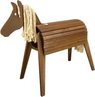 Houten Paard Tuin - Schommelpaard Buiten - Buiten Spelen - Weerbestendig Massief Hout - 156 cm Hoog