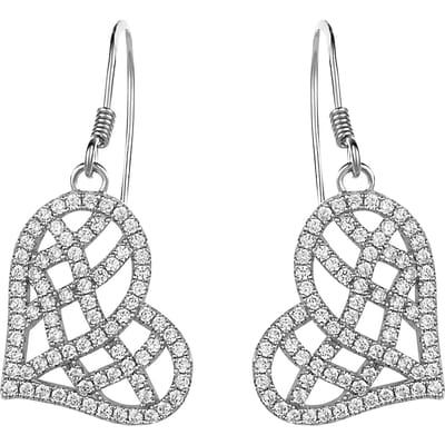 Orphelia Oorbel Heart Crossed Lines Zirconium Sterling Zilver 925