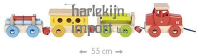 GOKI Goederentrein - Gk-Rail - 55X7,6X8,8Cm - Hout - 2 Jaar
