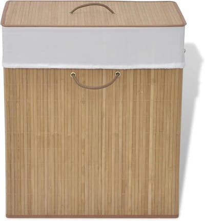Bamboe Wasbak - Kledingmand Deksel - Was Opbergen - Opvouwbaar Ontwerp - 52 x 32 x 60 cm - Natuurlijk Lichtbruin