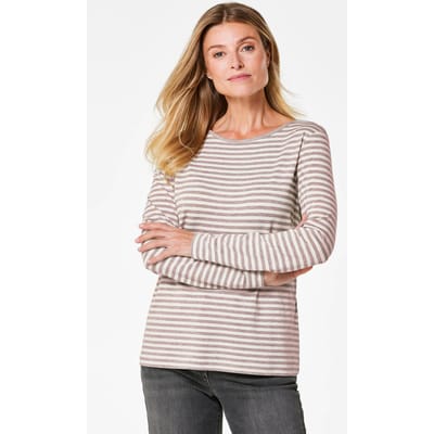 Gestreept shirt met boothals - taupe / gebroken wit / gestreept - Gr. 38 van Goldner Fashion
