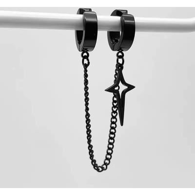 1 Stuk Oorgaatje Vrij Vierpuntige Ster Oorklem, Cool En Knap Oorhanger Oorbotje Ketting, Veelzijdige Oorbellen Voor Trendy Vrouwen Met Persoonlijkheid 1pcs