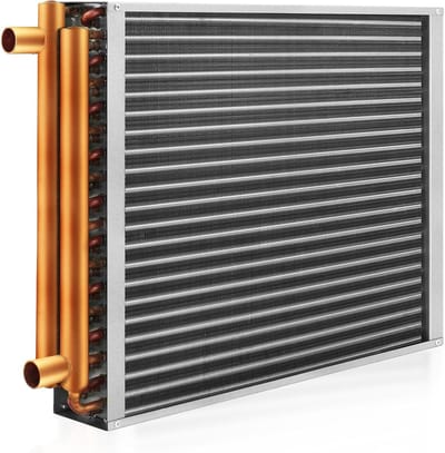 Warmtewisselaar Water Lucht 14x14 met 1" Koperen Aansluitingen voor Centrale Verwarming en Ventilatiesystemen