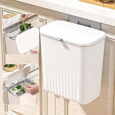 9 L Afvalemmer - Hangende Vuilnisbak met Deksel voor Keuken/Badkamer/Slaapkamer - Compostemmer voor Caravan en Keuken