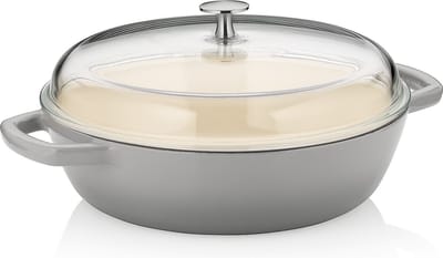 Stoofpan met Deksel, Ø 28, 3.8 L, Gietijzer, Grijs - Kela | Calido