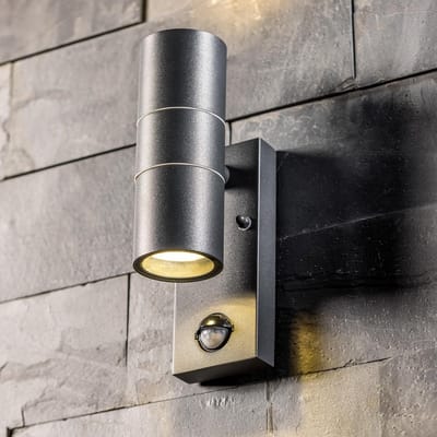Buitenwandlamp IP44 met Bewegingsmelder PIR - Licht boven en onder - Grijs