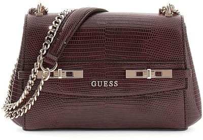 GUESS schoudertas avondtas Melinda Mini Convertible Xbody Flap Bag Burgundy wijnrood