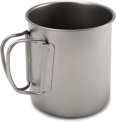 Titanium Mok - Outdoor Beker - Kamperen en Reizen - Opvouwbaar Handvat - 300 ml - Zilver