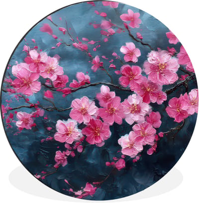 WallCircle - Wandcirkel - Muurcirkel - Bloem - Bloesems - Roze - Abstract - Aluminium - Dibond - 30x30 cm - Binnen en Buiten