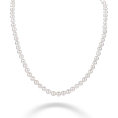 Twice As Nice Halsketting in zilver, parels van 6 mm 40cm+5cm