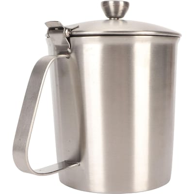 Verdikte 304 Roestvrijstalen Maatbeker met Markering Handvat Deksel 700ML voor Melk Opschuimen Latte Art gray