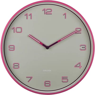 Karlsson Wandklok Lined Numbers - Roze - Ø40cm - Wandklok Scandinavisch