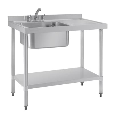 Vogue Spoeltafel Enkele Spoelbak Afdruiprek Rechts - Vogue DY820 - Horeca & Professioneel