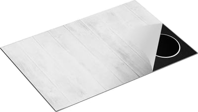 Chefcare Inductie Beschermer Witte Houten Planken - 80x50 cm - Afdekplaat Inductie - Kookplaat Beschermer - Inductie Mat
