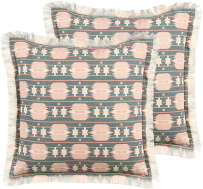 DIANTHUS - Sierkussen set van 2 - Grijs/Beige - 60 x 60 cm - Polyester