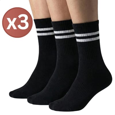 RENALUX - Antislip Sokken Dames - Anti Slip Sokken - Antislipsokken - Huissokken - Set van Maarliefst 3 Paar - Zwart, Zwart, Zwart