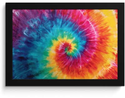 Poster in lijst - Fotolijst 30x20 cm - Posters - Regenboog - Tie dye - Kleurrijk - Blauw - Posterlijst zwart - Decoratie - Wanddecoratie woonkamer - Muurdecoratie slaapkamer